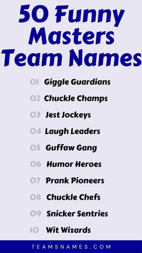 Best Funny Masters Team Names to Make Your Crew Stand Out