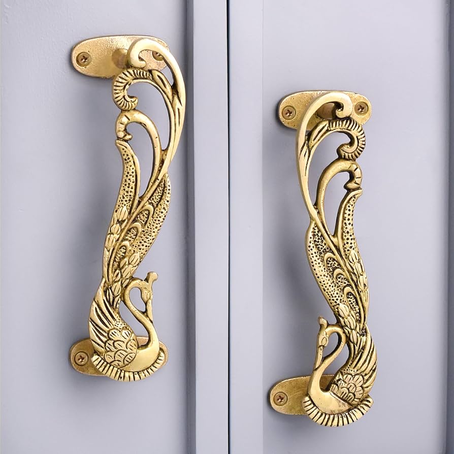 Premium Peacock Shape Door Handles in Brass | Custom Door Pulls