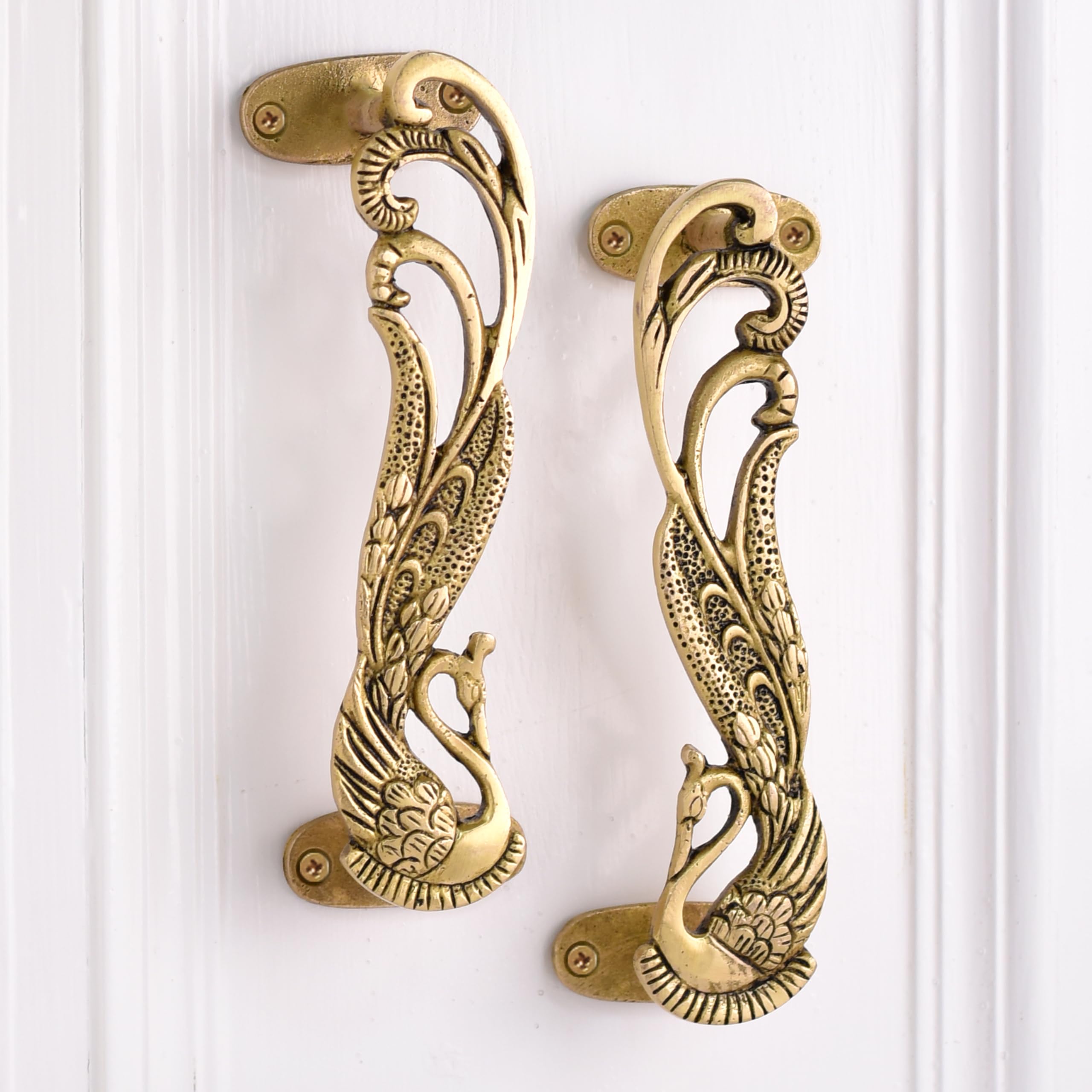 Premium Peacock Shape Door Handles in Brass | Custom Door Pulls