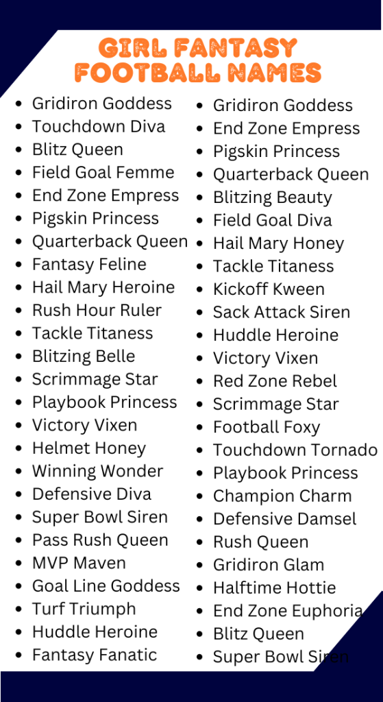 Unique Fantasy Football Team Names Female: Impress Your League