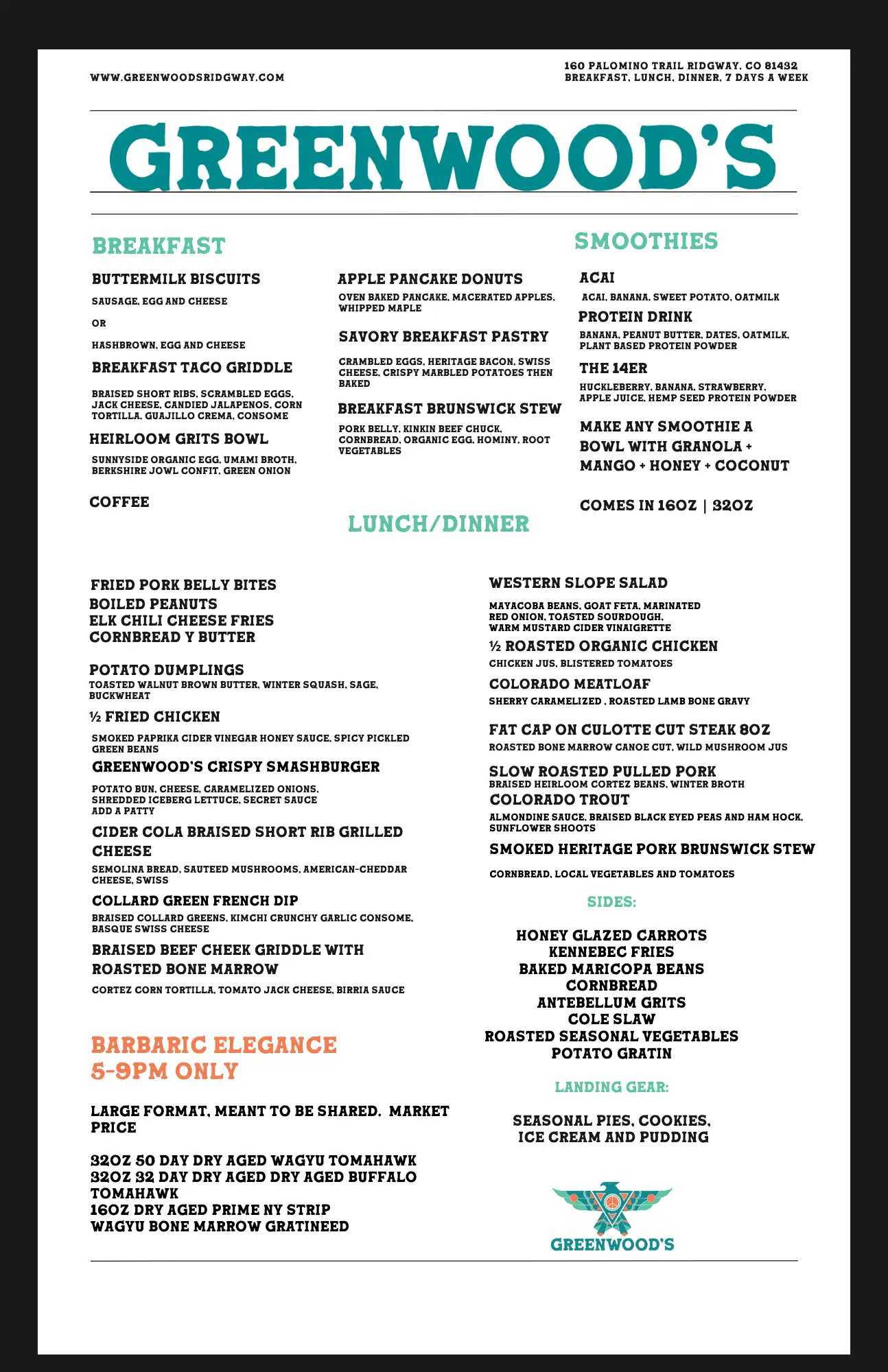 Full Greenwood Menu: Everything You Can Order!