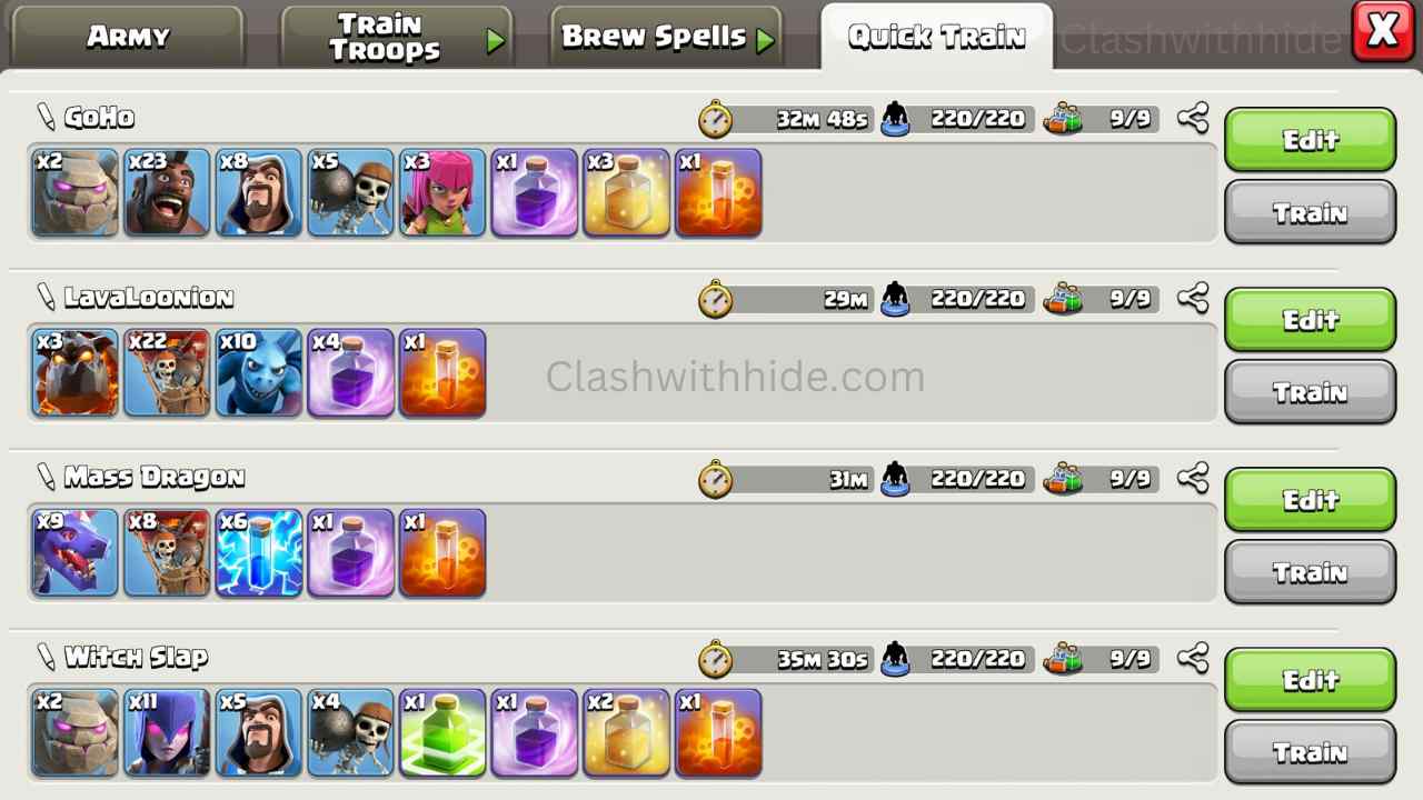 Town Hall 9 Army Guide (Top Attack Strategies 2024)